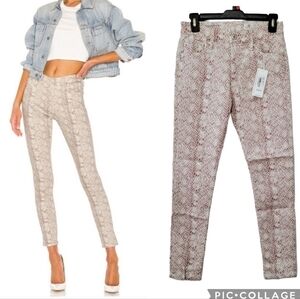NWT AG Adriano Goldschmied Farrah Skinny Ankle Silk Python Ivory Dust Hued Sz 26